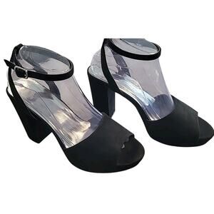 Chunky Heel Strappy Sandals Black Goth Festival 9